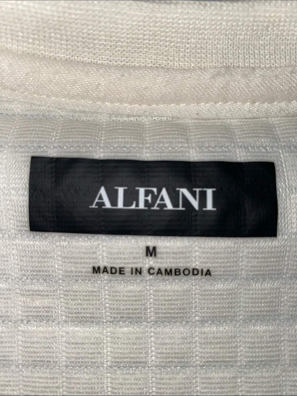ALFANI grid textured crewneck pullover long sleeve cream colored NEW size M